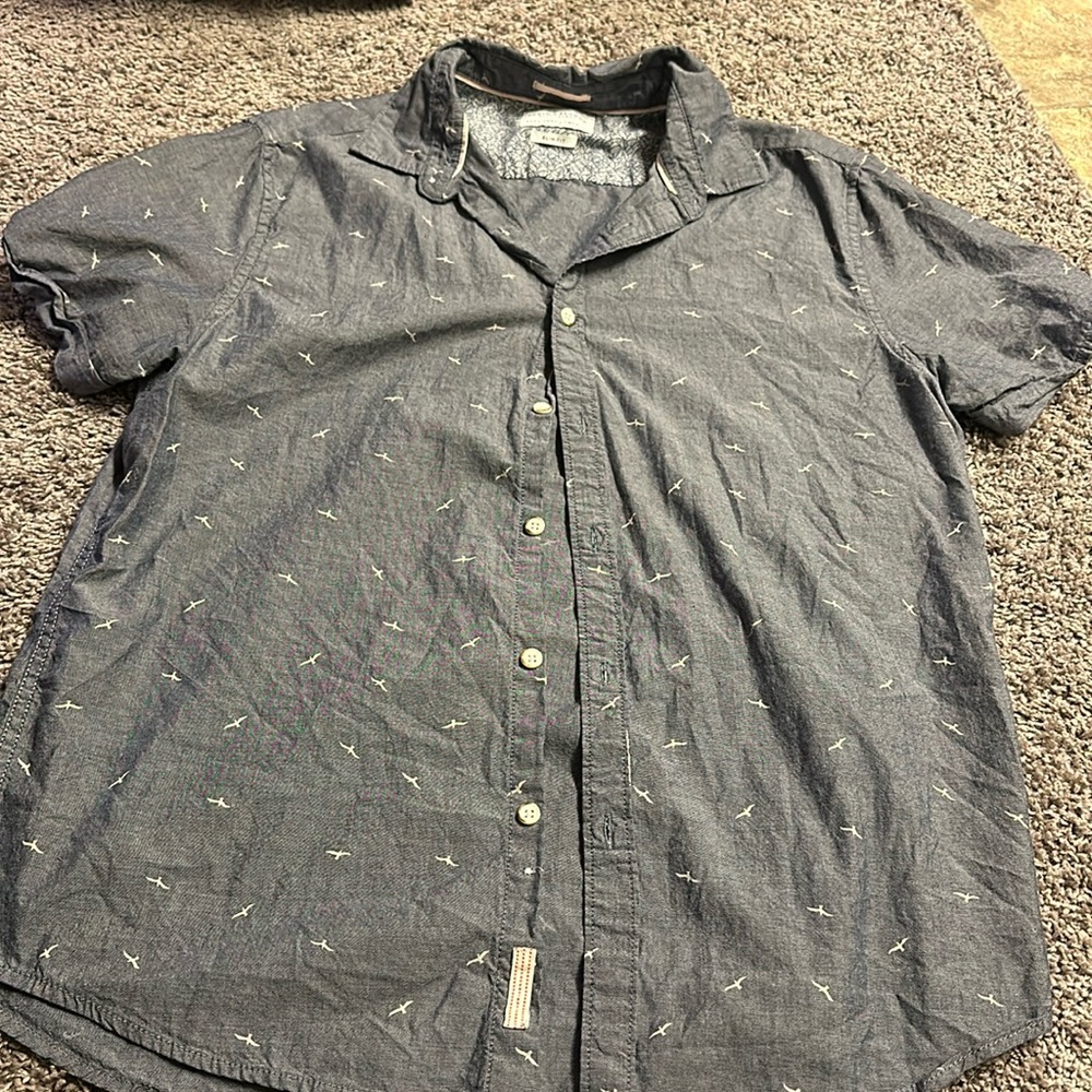 Denim and flower button up